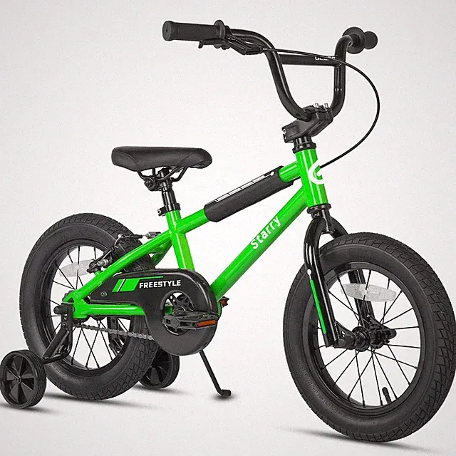 14in Kids BMX Bike w/ Training Wheels Coaster & Rear V Brake Ages 3-5 Green