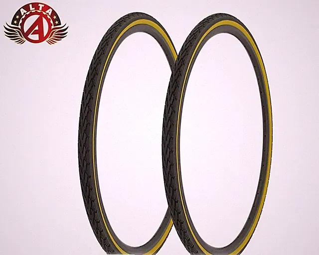 2 ALTA BICYCLE WIRE BEAD 700 x 35c BLACK/GUM DURABLE TIREs CORDOBA SEMI-SLICK.
