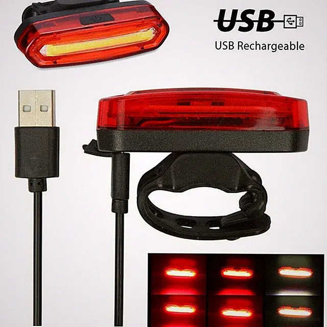6 Modes LED Bicycle Cycling Tail Light Bike Rear Warning Light USB Rechargeable
