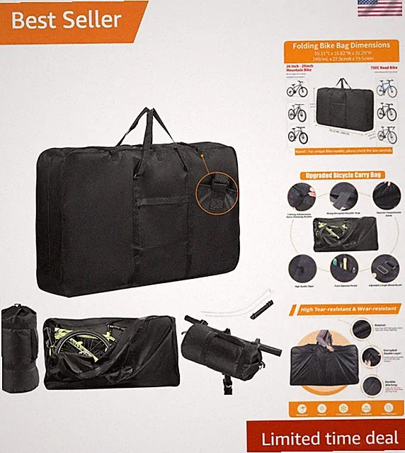 Adventure-Ready 900D Bike Travel Bag with Separate Compartments & Utility Pocket