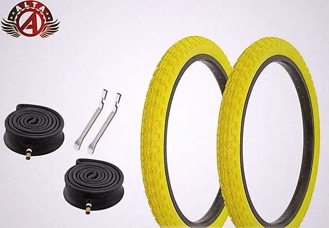 ALTA Performance BMX BICYCLE 20" x 2.125" Yellow DURABLE COMP III TIRES 6PC SET.