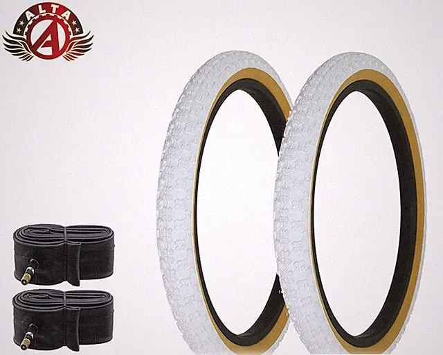 ALTA Performance BMX BICYCLE 20"x2.125" White/Gum DURABLE COMP III TIRES W/TUBES
