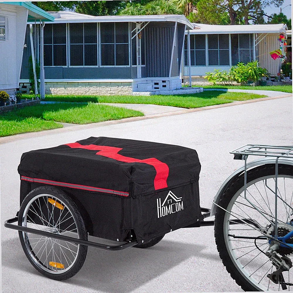 Aosom Elite Two-Wheel Bicycle Large Cargo Wagon Trailer with Folding Storage