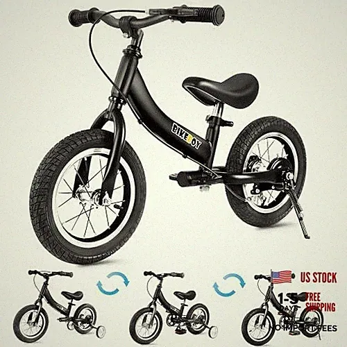 Balance Bike 2 in 1,The Dual Use of a Kids Balance Bike and 12inch black