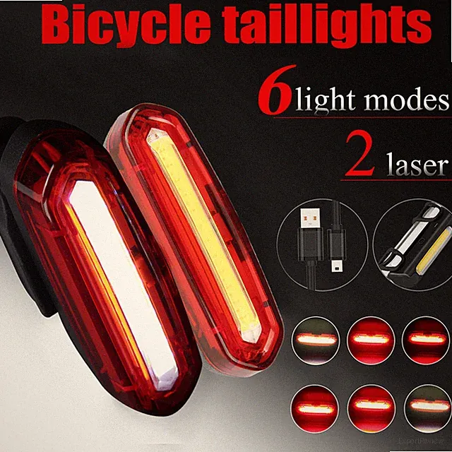 LED Bicycle Cycling Tail Light USB Rechargeable Bike Rear Warning Light 6 Modes