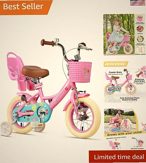 Maggie Girls Bike, 12-20 Inch Kids Bike for 2-13 Old Children, Princess Styl...