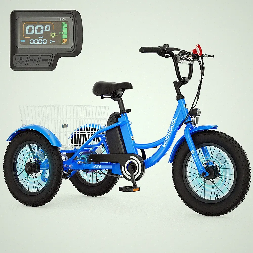 MOONCOOL 16"x 3" Electric Tricycle for Riders Fat Tire Electric Trike 250W Bike