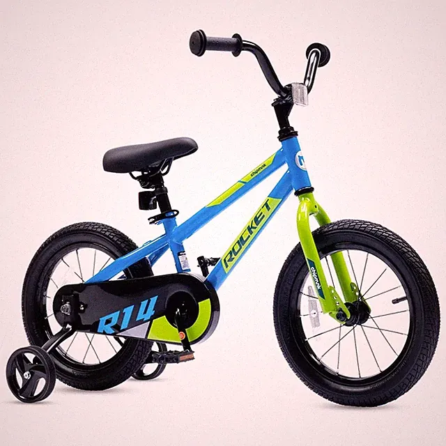 RoyalBaby Rocket Outdoor Children's Bike with Training Wheels, 12 Inch, Blue