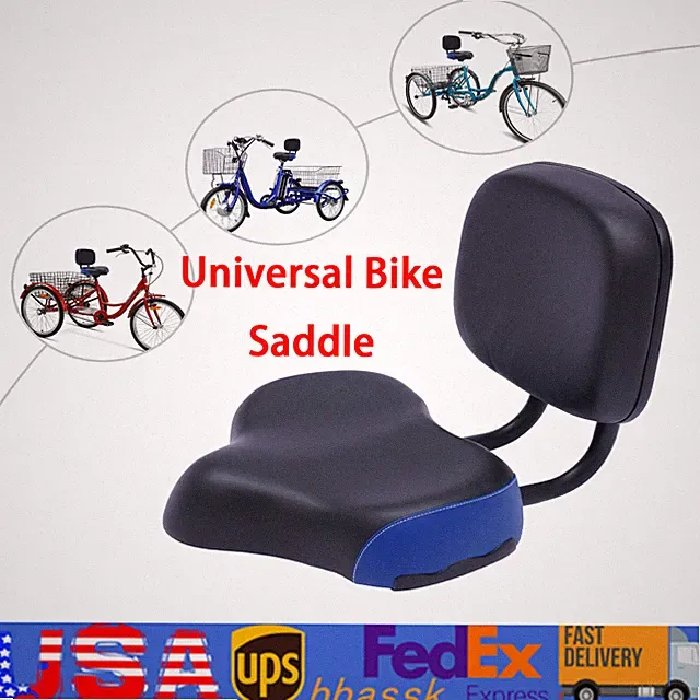 Universal Bicycle Seat Large Comfort Wide Saddle Seat With Back Rest Cushion